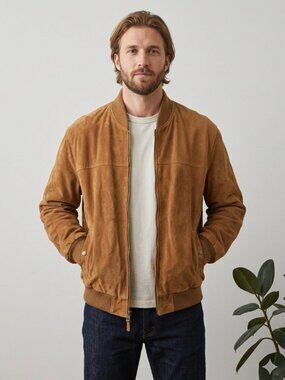 Penmans Vintage Suede Bomber Jacket Coat Brown Heavy Duty Zip Men's Size L